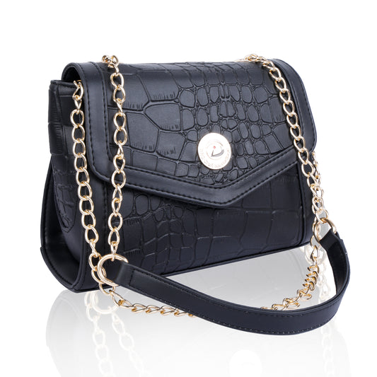 Faux Leather Crocodile Texture Sling Bag