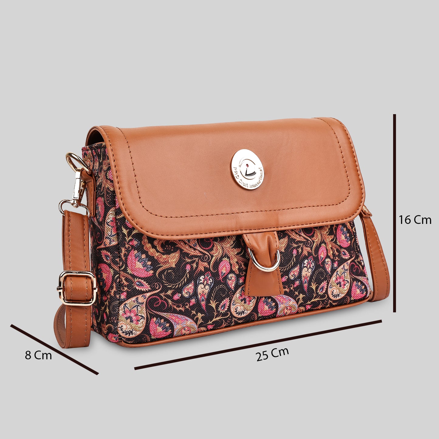 Multicolor Boho Floral Print Flap Sling Bag for Women