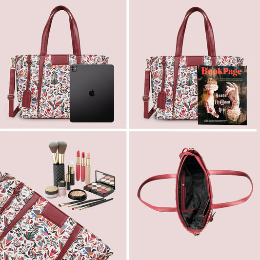 Multicolor Boho Floral Print Tote Handbag for Women