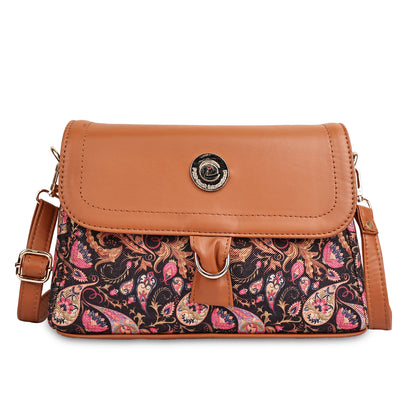Multicolor Boho Floral Print Flap Sling Bag for Women