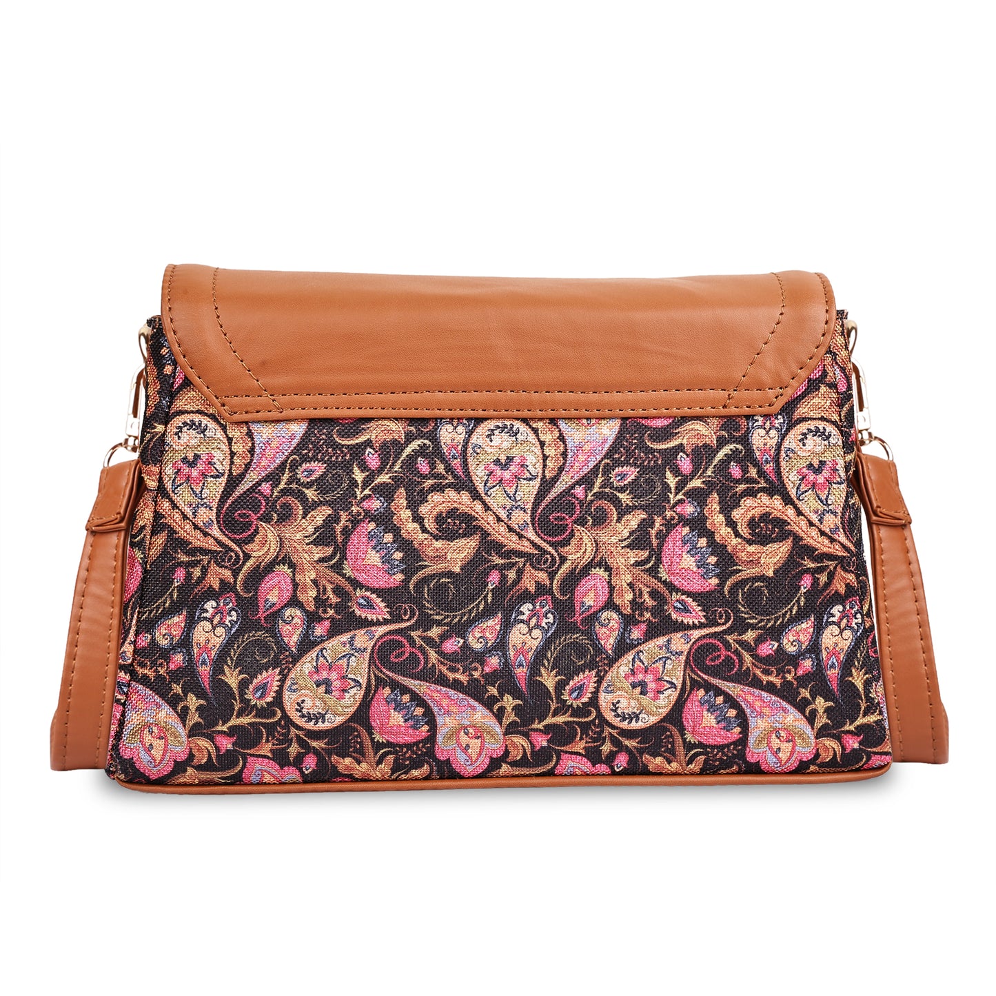 Multicolor Boho Floral Print Flap Sling Bag for Women