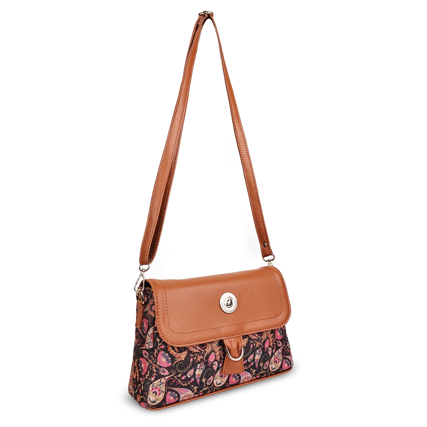Multicolor Boho Floral Print Flap Sling Bag for Women