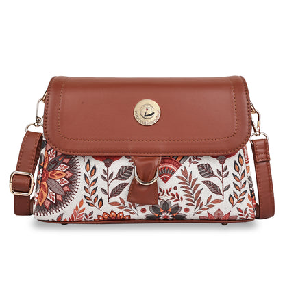 Multicolor Boho Floral Print Flap Sling Bag for Women