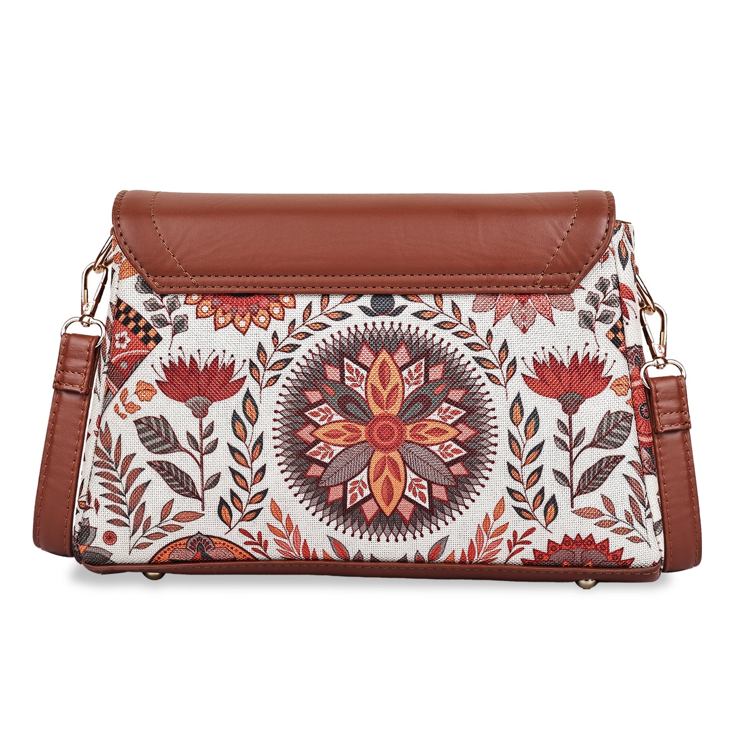 Multicolor Boho Floral Print Flap Sling Bag for Women