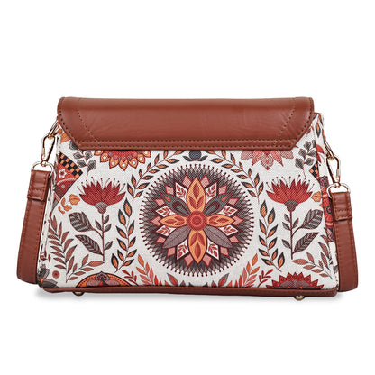 Multicolor Boho Floral Print Flap Sling Bag for Women