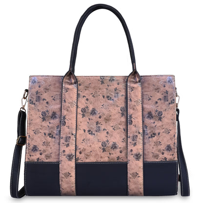 Floral laptop tote bag for women with padded laptop compartment