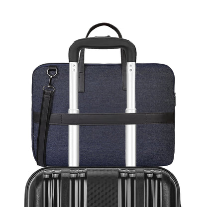 Urban Denim Laptop Bag with Black PU Leather Trim