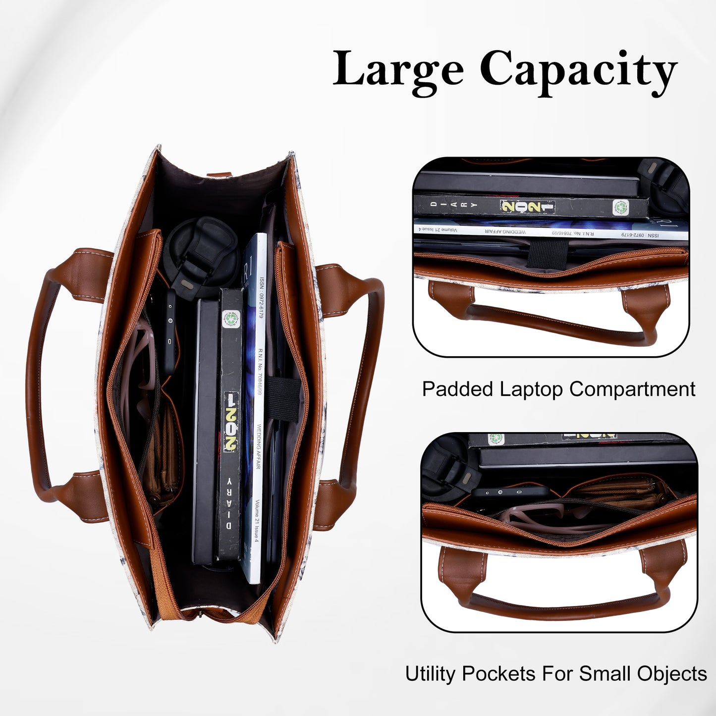 Floral Print Laptop Tote Bag