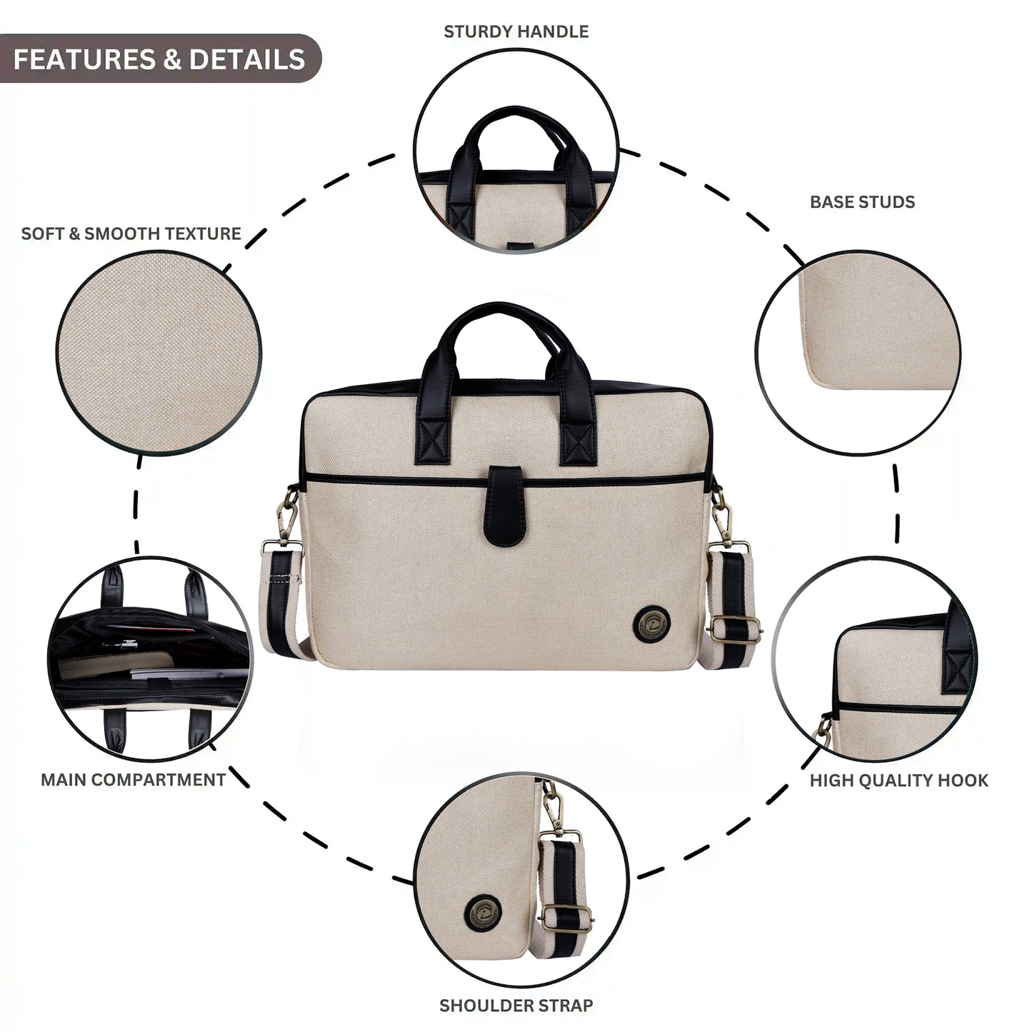 Jute Leather Briefcase for Men And Women