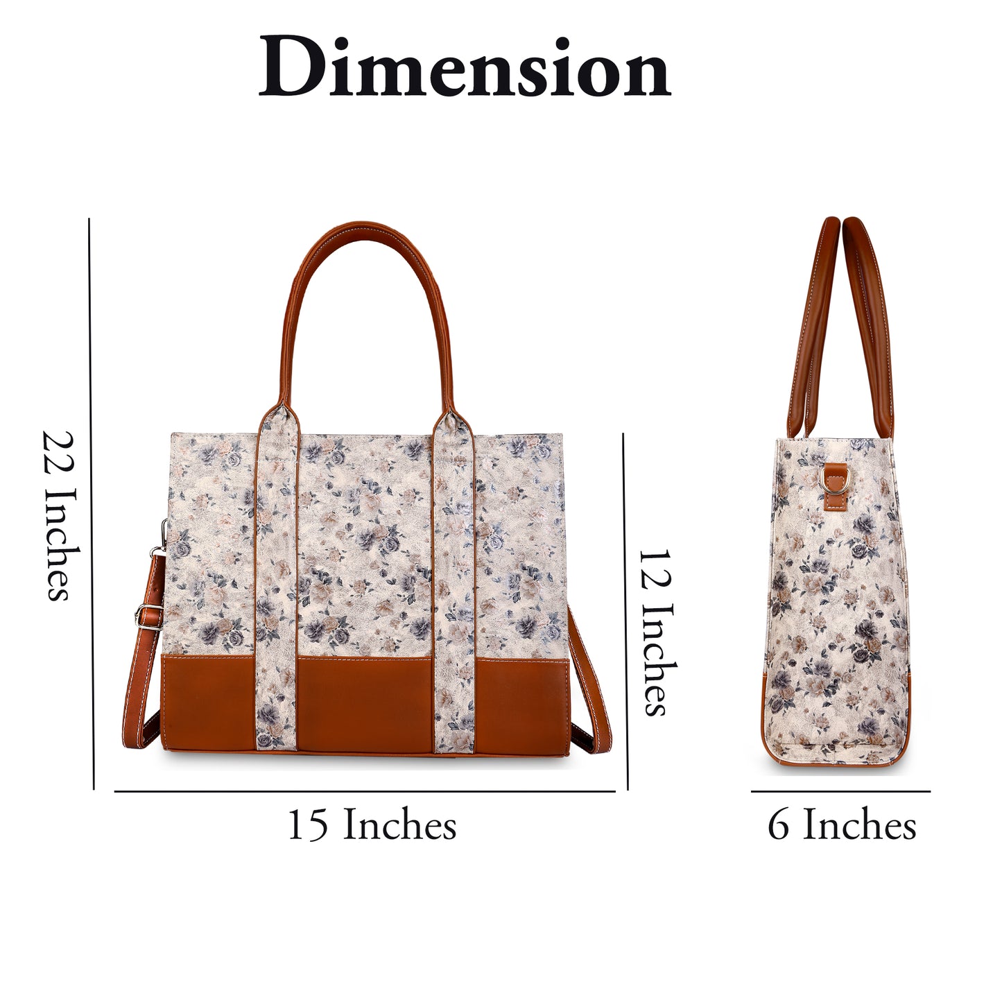 Floral Print Laptop Tote Bag