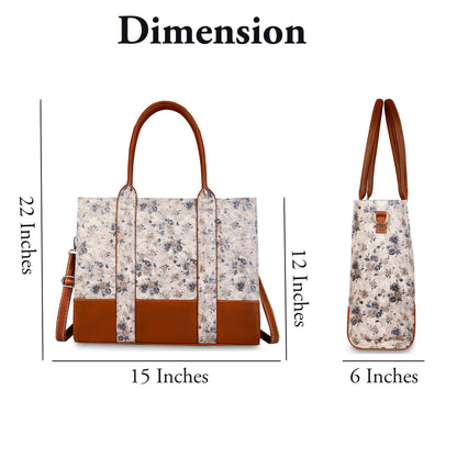 Floral Print Laptop Tote Bag