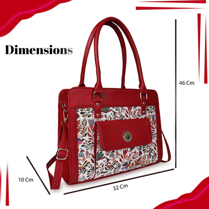 NatureNest Maroon Satchel with PU Leather Trim