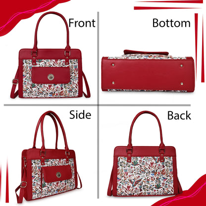 NatureNest Maroon Satchel with PU Leather Trim
