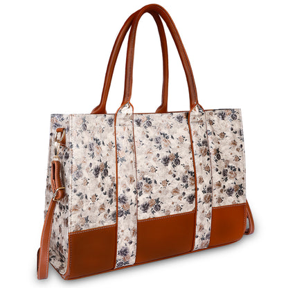 Floral Print Laptop Tote Bag