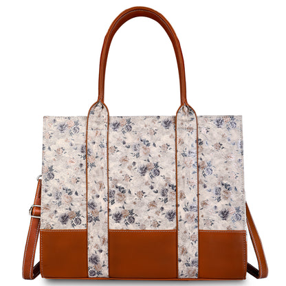 Floral Print Laptop Tote Bag