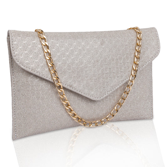 Silver Envelope Clutch Purse