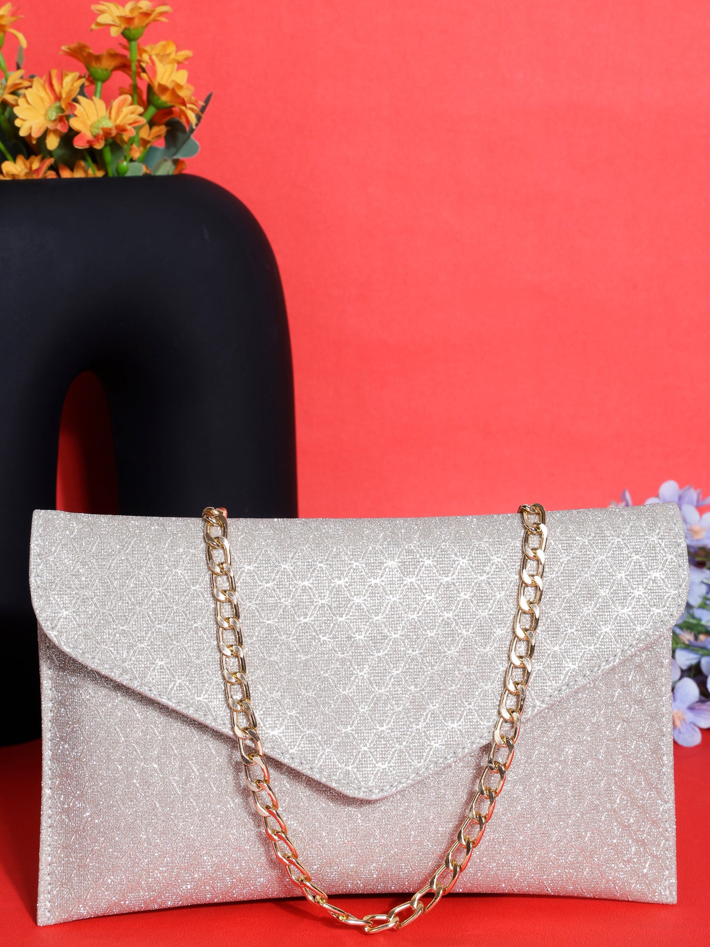 Silver Envelope Clutch Purse