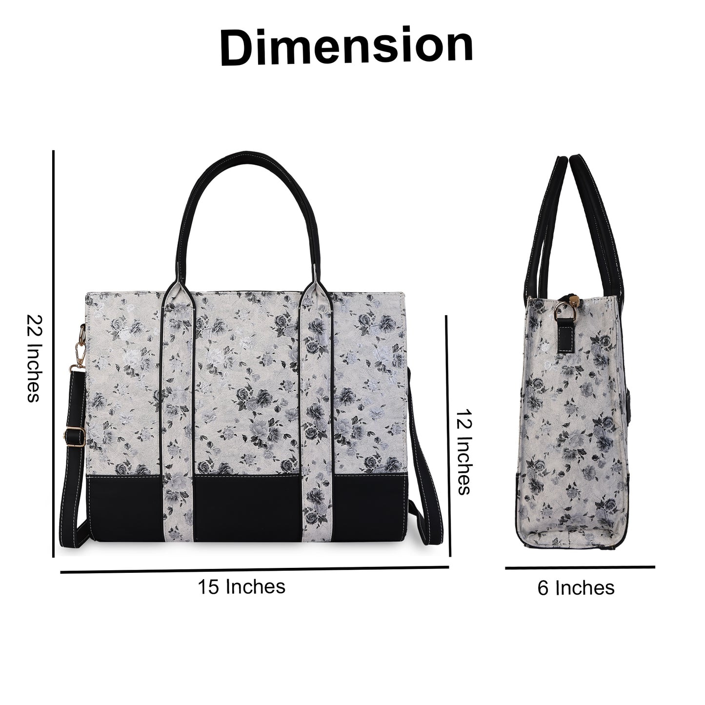Floral Print Laptop Tote Bag