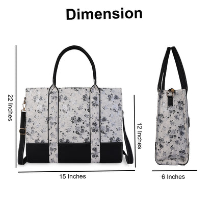 Floral Print Laptop Tote Bag