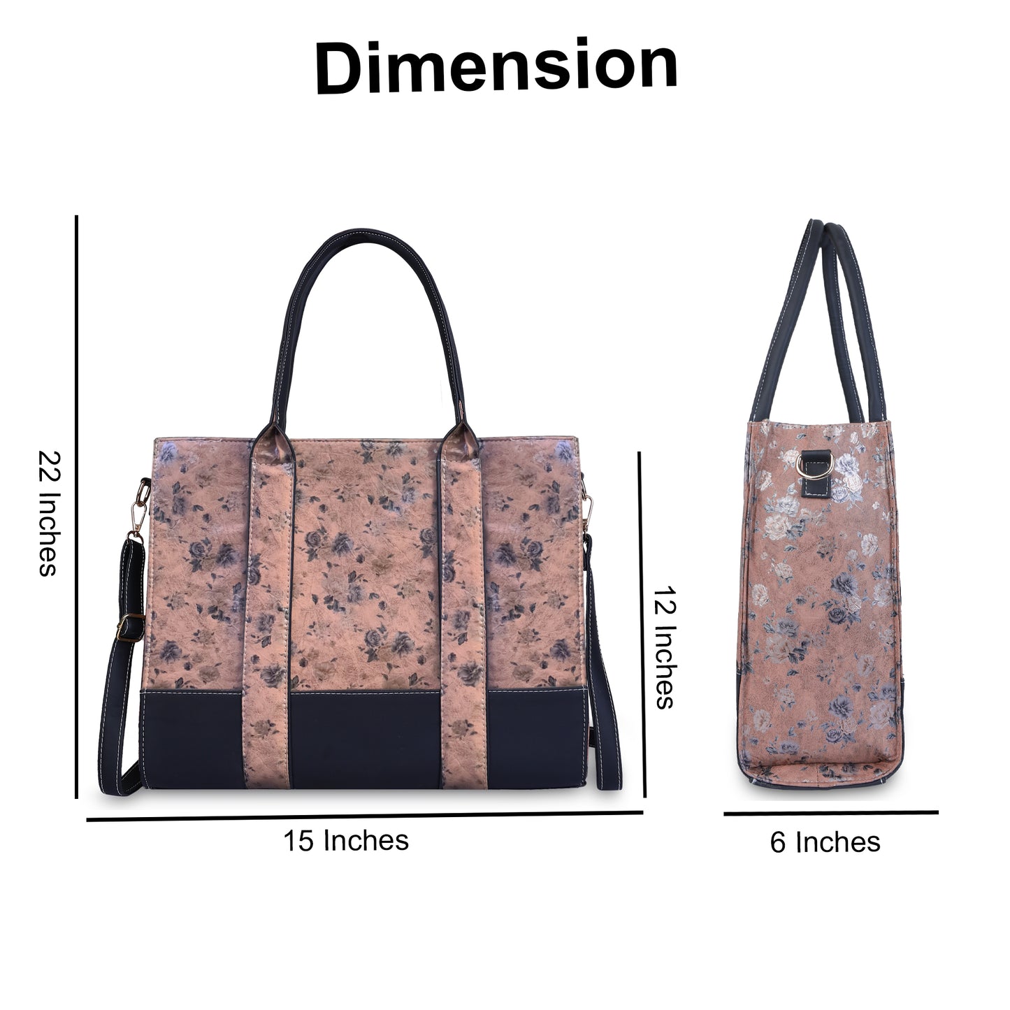 Floral Print Laptop Tote Bag