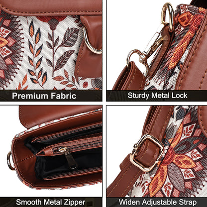 Multicolor Boho Floral Print Flap Sling Bag for Women