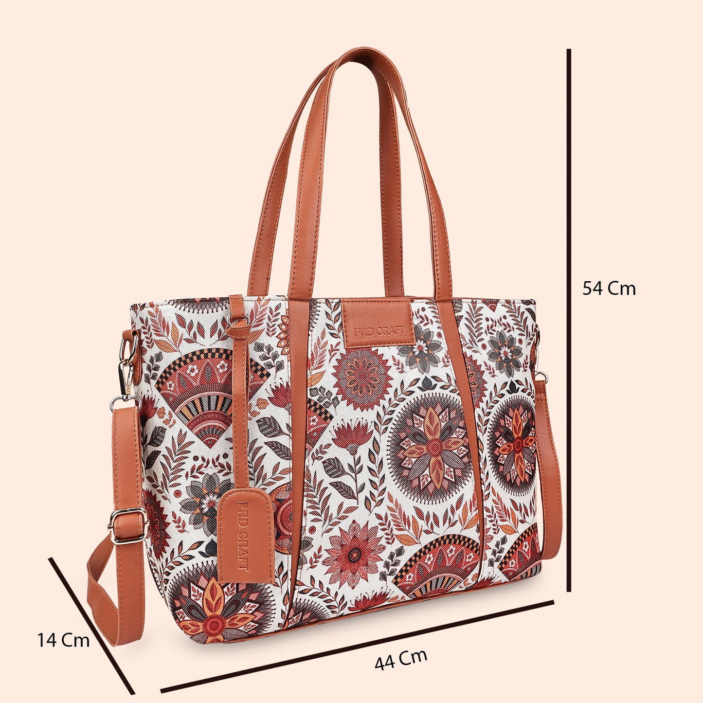 Multicolor Boho Floral Print Tote Handbag for Women