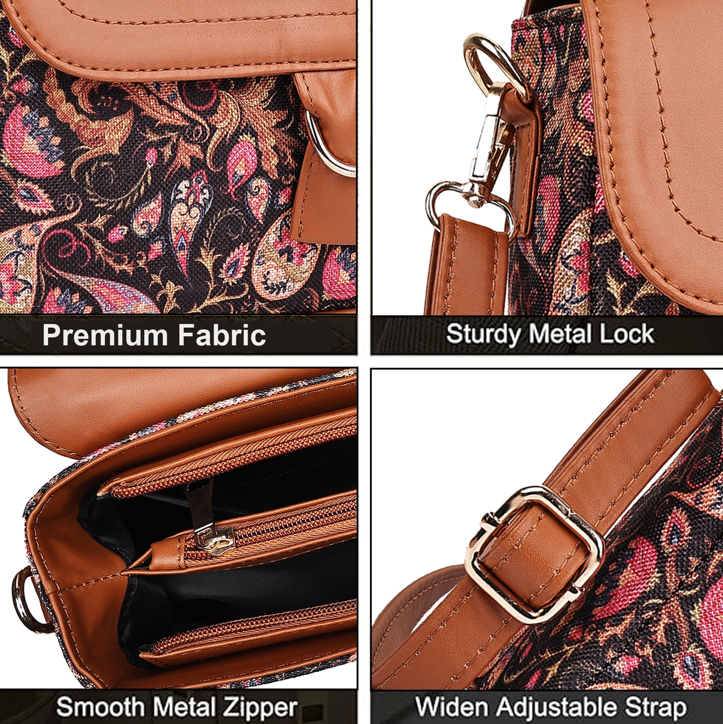 Multicolor Boho Floral Print Flap Sling Bag for Women