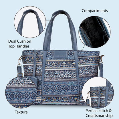 Multicolor Boho Floral Print Tote Handbag for Women