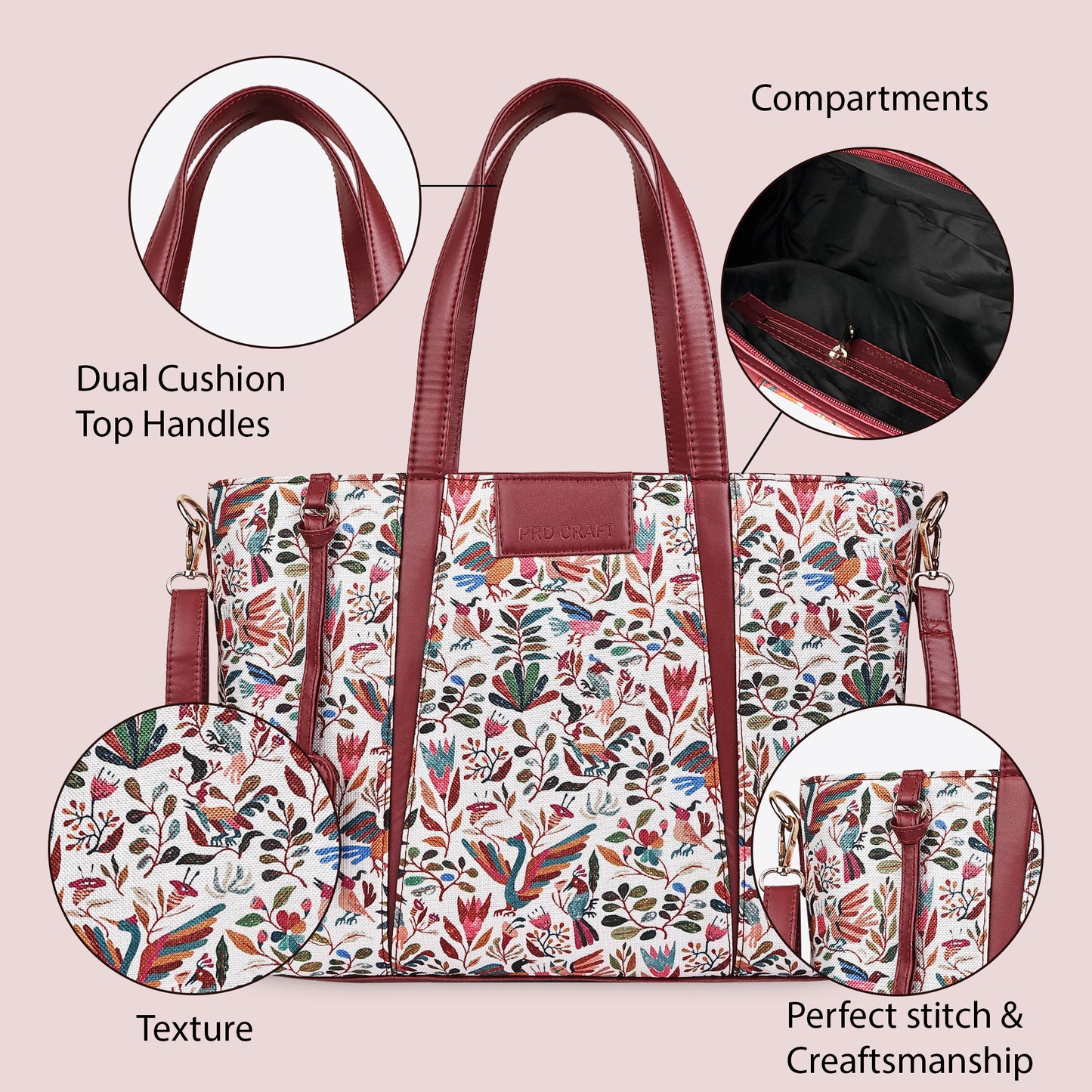 Multicolor Boho Floral Print Tote Handbag for Women