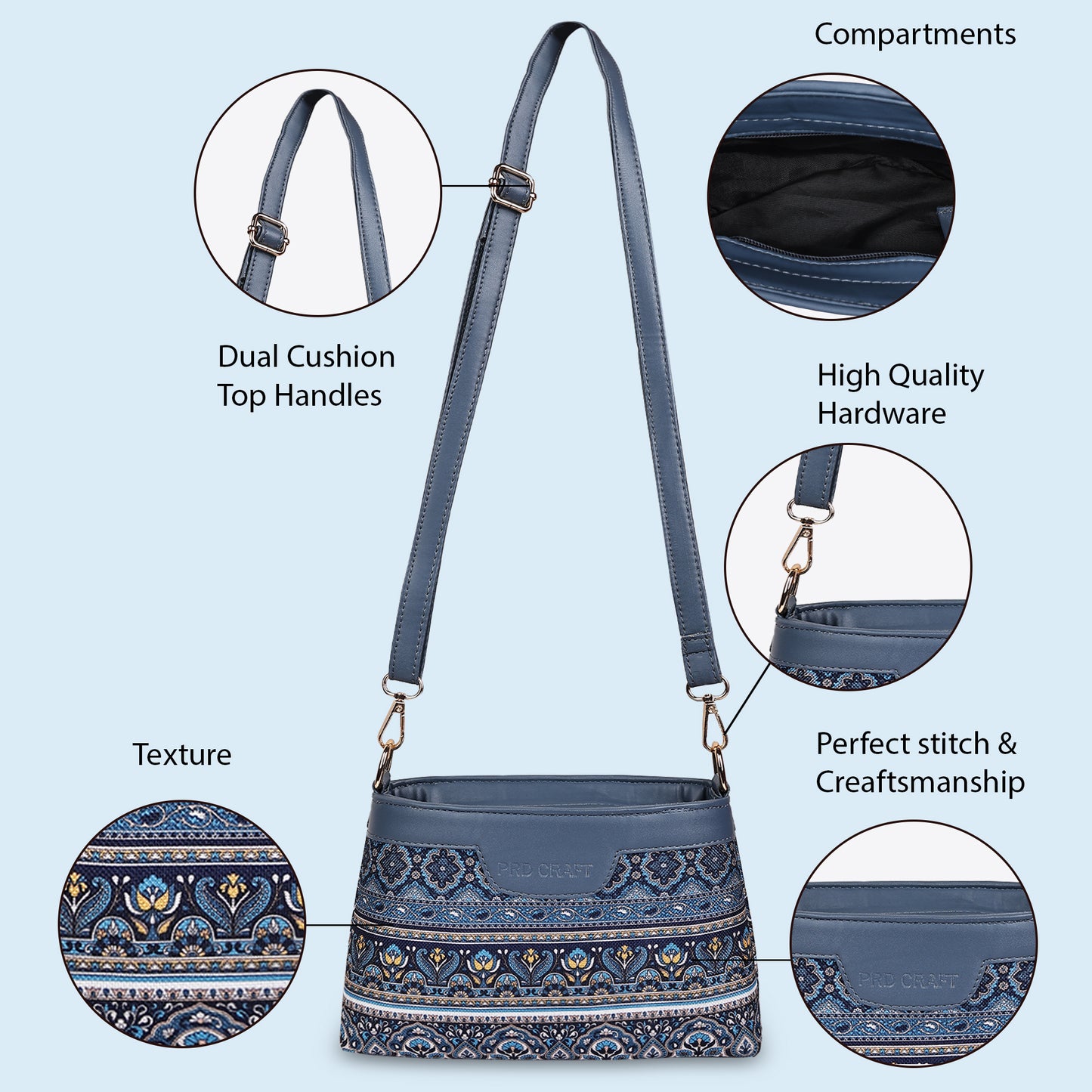 Boho Floral Printed Sling Bags for Women