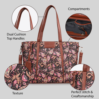Multicolor Boho Floral Print Tote Handbag for Women
