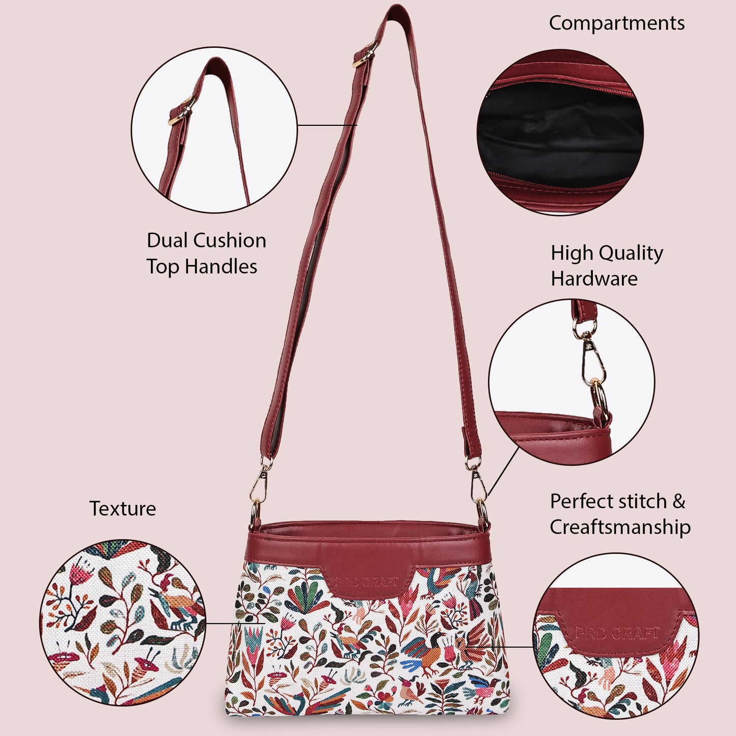 Boho Floral Printed Sling Bags for Women