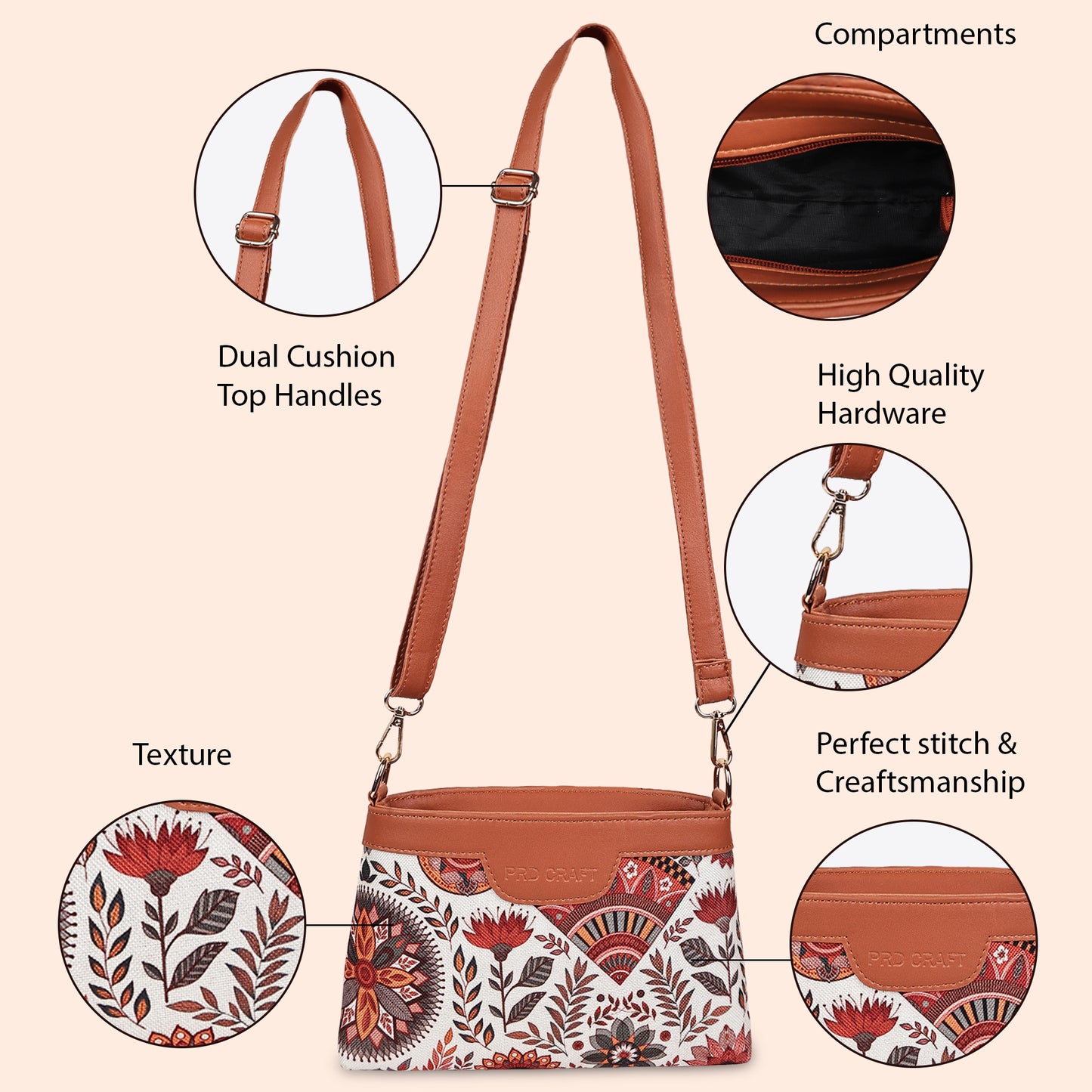 Boho Floral Printed Sling Bags for Women