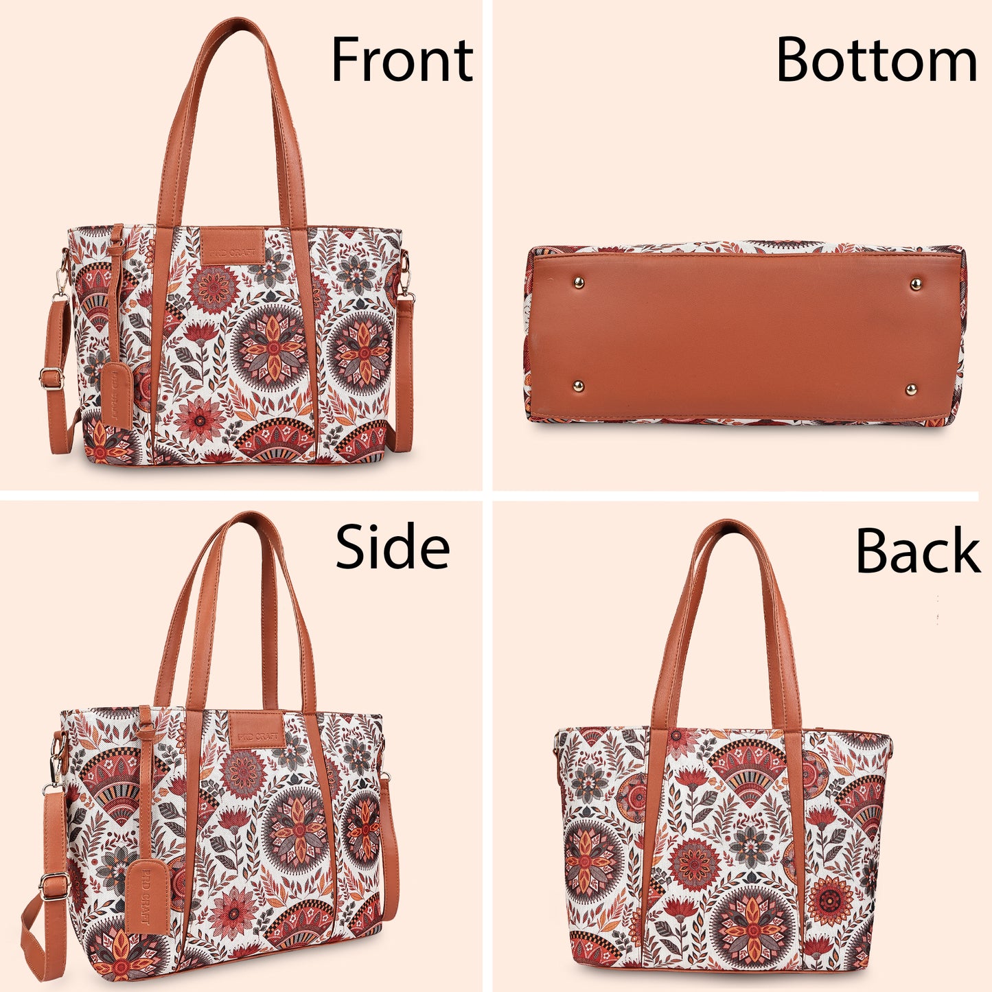 Multicolor Boho Floral Print Tote Handbag for Women