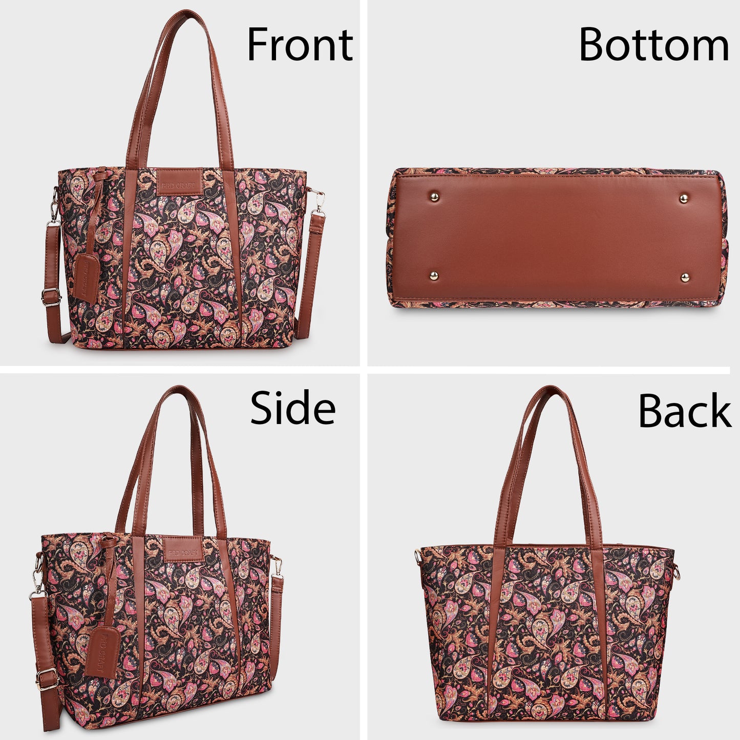 Multicolor Boho Floral Print Tote Handbag for Women