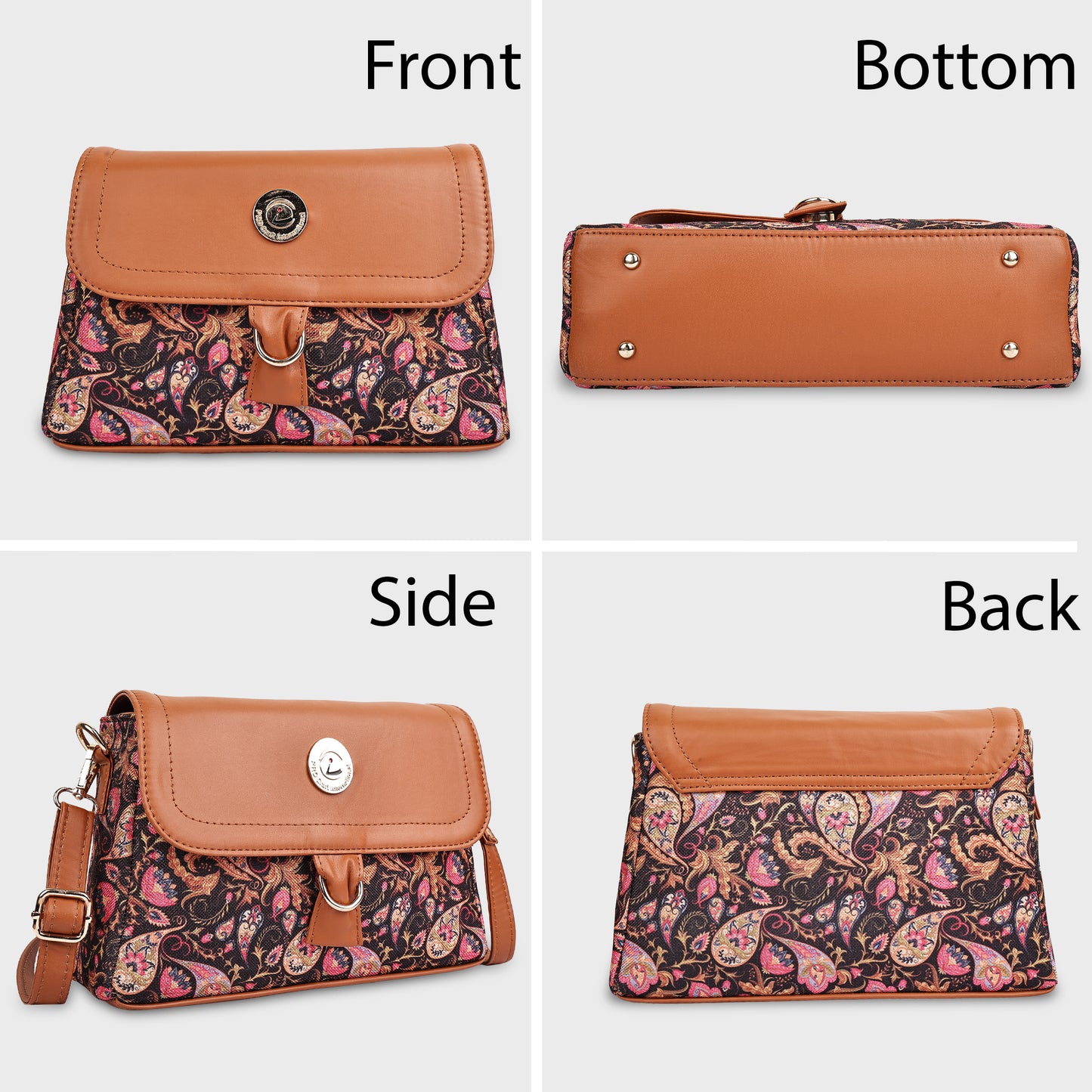 Multicolor Boho Floral Print Flap Sling Bag for Women