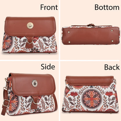 Multicolor Boho Floral Print Flap Sling Bag for Women