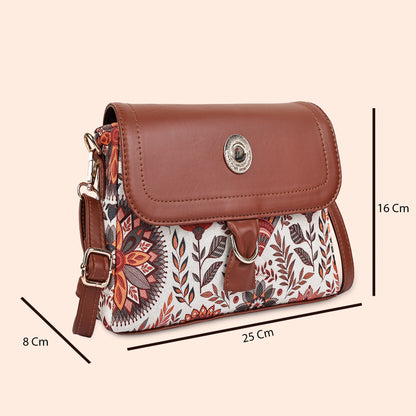 Multicolor Boho Floral Print Flap Sling Bag for Women