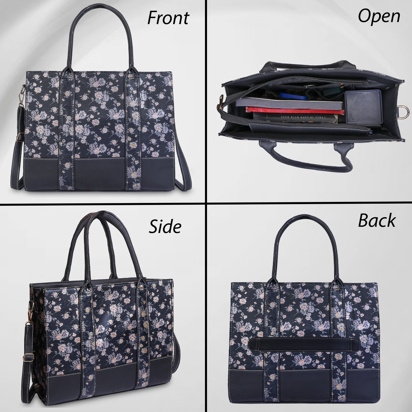 Floral Print Laptop Tote Bag