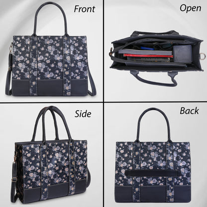 Floral Print Laptop Tote Bag