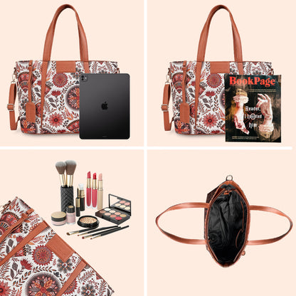 Multicolor Boho Floral Print Tote Handbag for Women