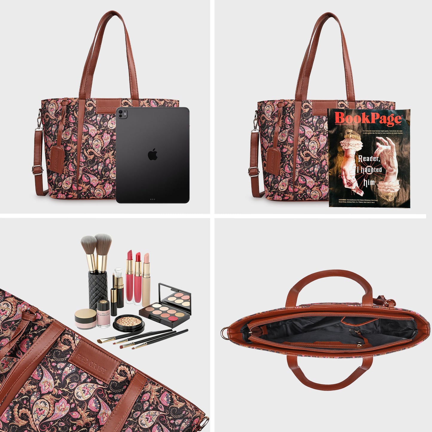 Multicolor Boho Floral Print Tote Handbag for Women