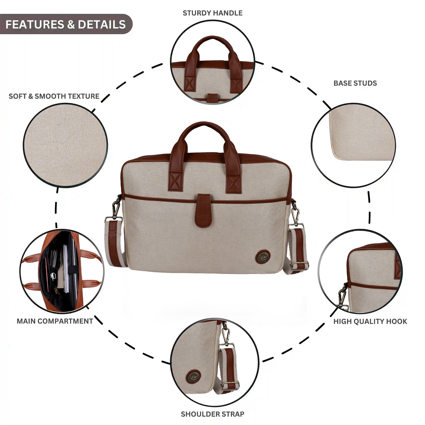 Jute Leather Briefcase for Men And Women