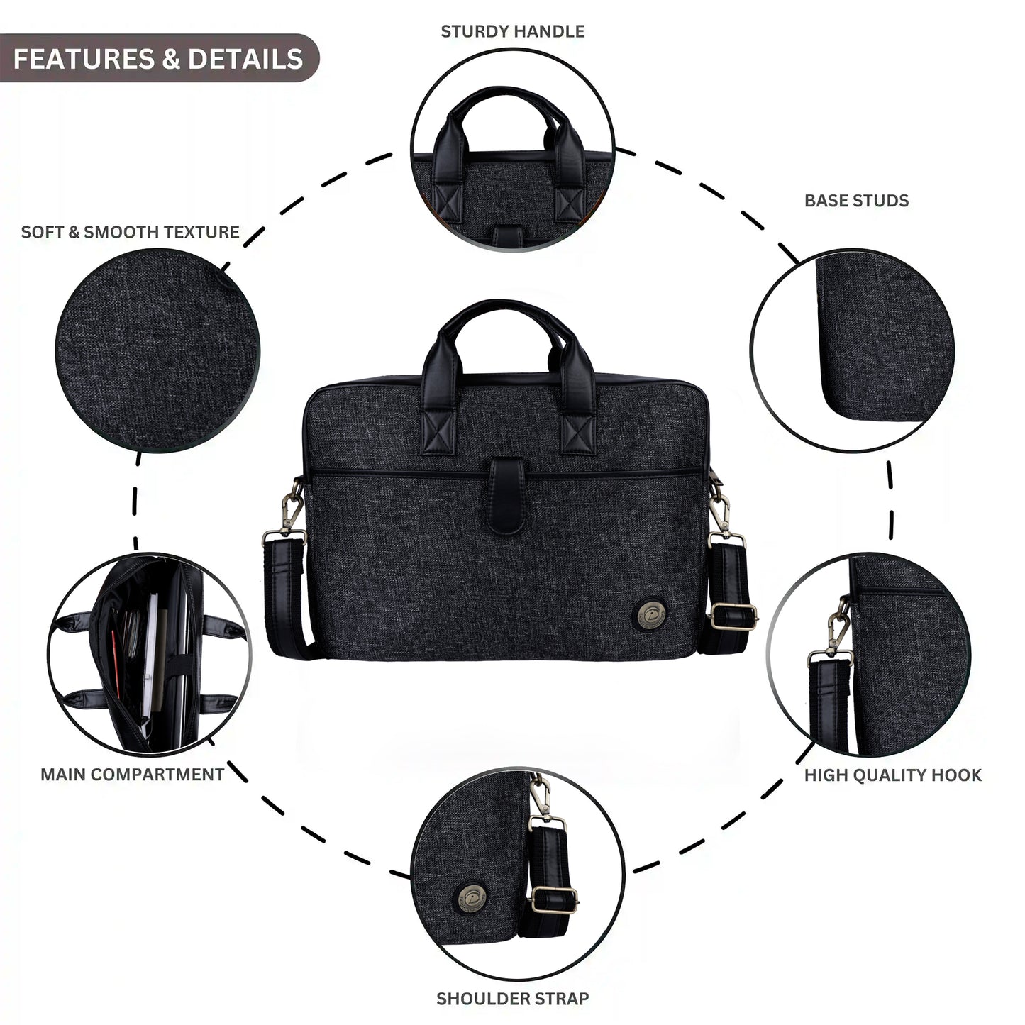 Jute Leather Briefcase for Men And Women