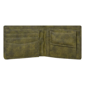 PRDCraft Olive Green Leather Wallet | 2 Compartment | 3 Card Holders |1 Coin Pocket