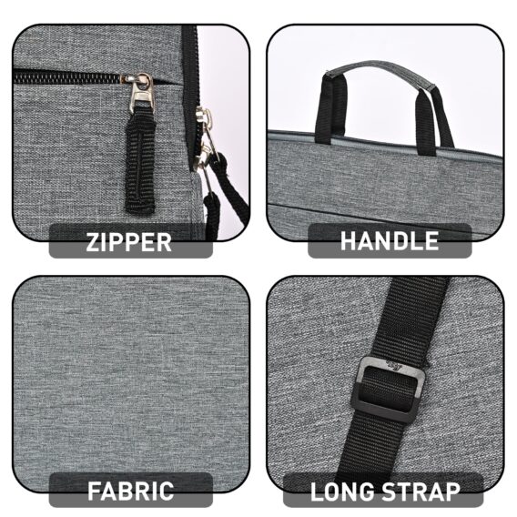laptop bag with exquisite zippers, durable hook of strap and soft handle